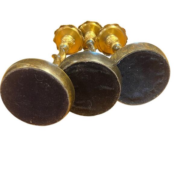 Set of 3 Vintage Maitland Smith Bronze & Brass Barley Twist Candle Holders Decor - Picture 3 of 5